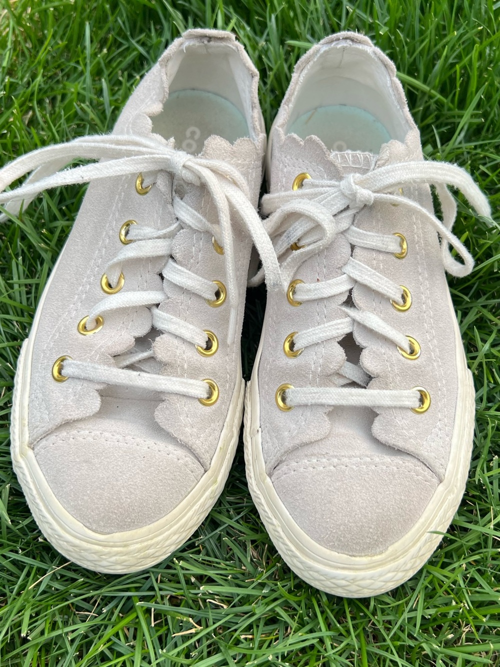 Converse Kids Scalloped frilly thrills Lace-Up Sneakers - Cream